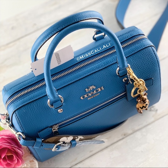 NWT COACH X Peanuts Rowan Satchel Snoopy Print Bag +Charlie Brown Charm Keychain - Picture 6 of 16